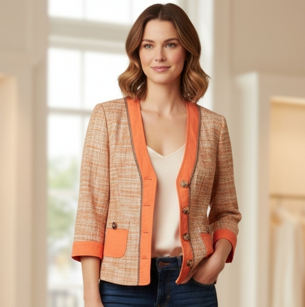 Katherine New York suit blazer tweed peach/tan LG